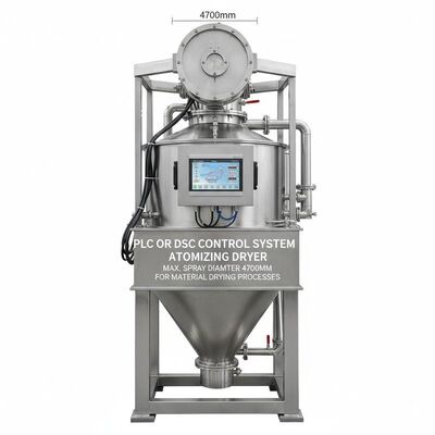 Sistema de control PLC o DSC Secador atomizador con diámetro máximo de pulverización de 4700 mm diseñado para procesos de secado de materiales